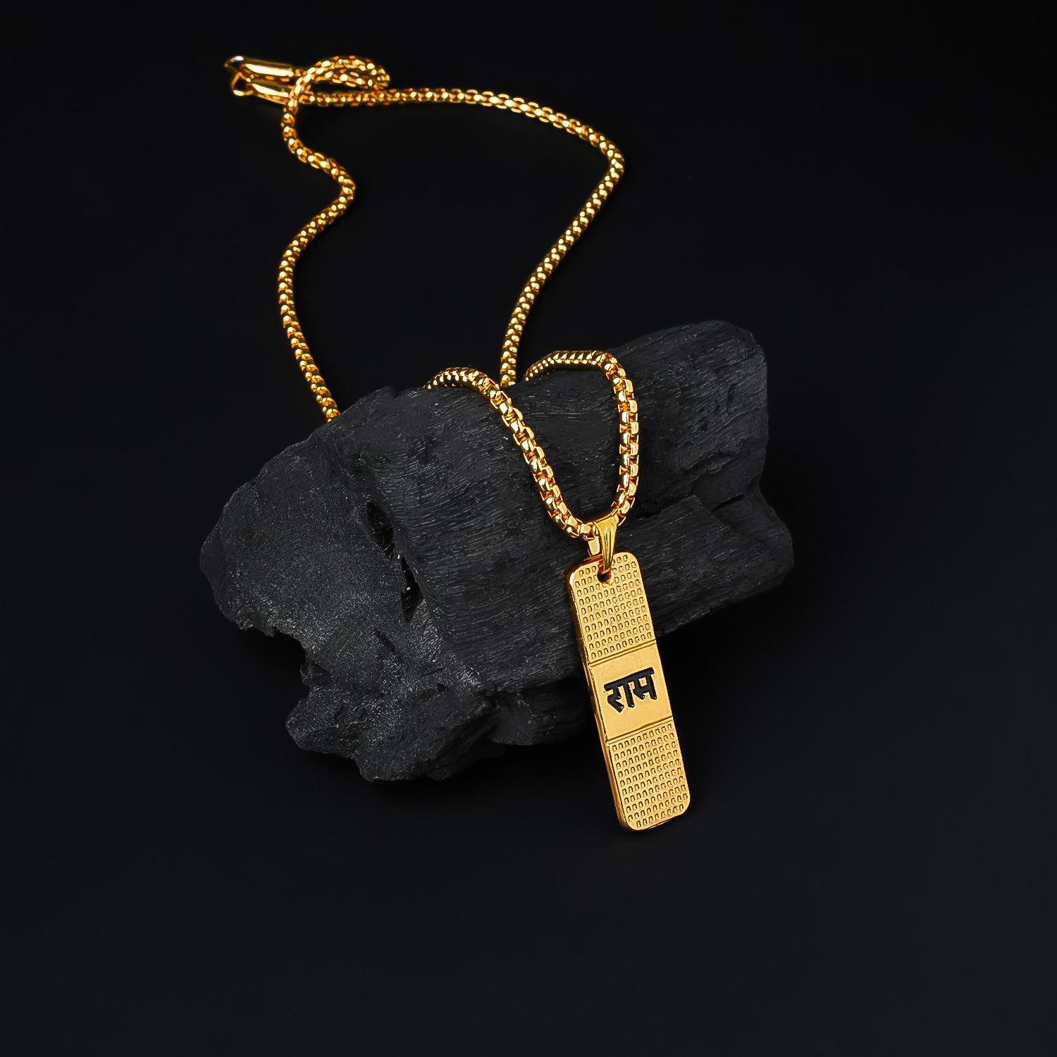 Golden Ram Naam Locket With Chain (1 Pc) Golden Ram Naam Locket With Chain (1 Pc)